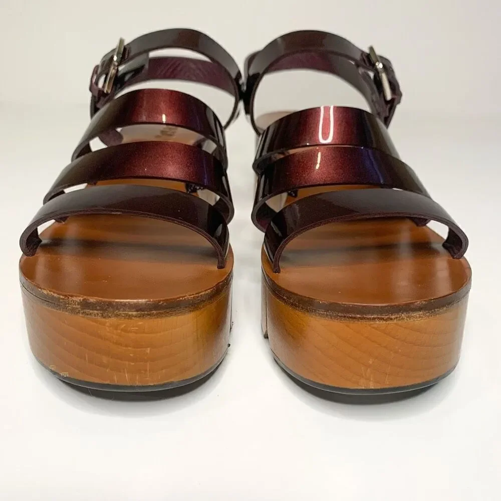 CHANEL burgundy patent